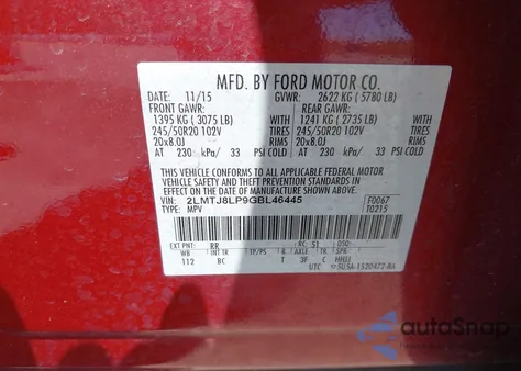 2016 Lincoln Mkx Reserve from USA, damaged, VIN 2LMTJ8LP9GBL46445